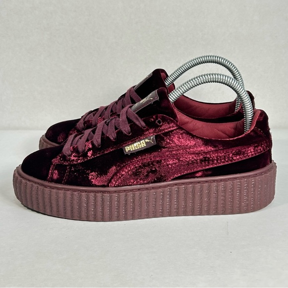 Puma x FENTY by Rihanna Creeper Velvet Platform Red & Gold Shoes; Women’s Sz 7.5 - Picture 3 of 16